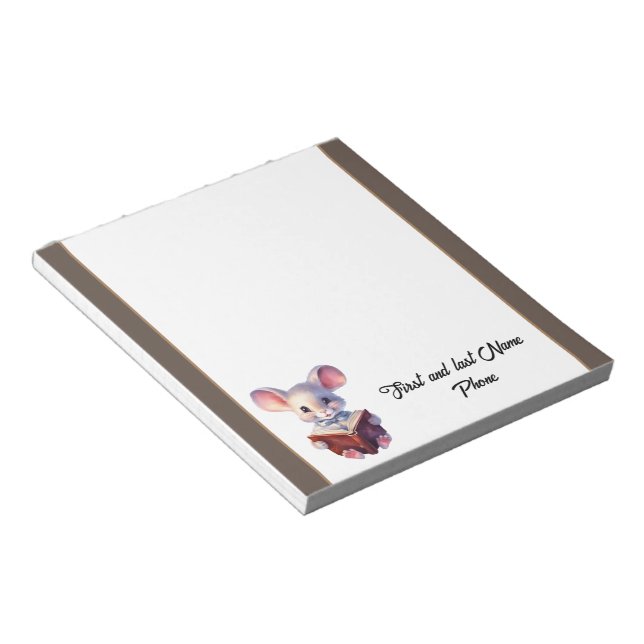 Bloc-note Cute souris avec livre (Incliné)