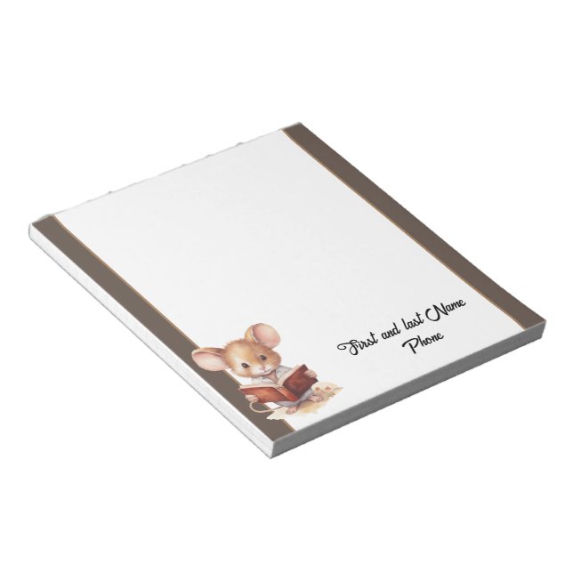 Bloc-note Cute souris avec livre (Incliné)