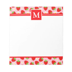 Bloc-note Cute Summer Strawberries Monogram