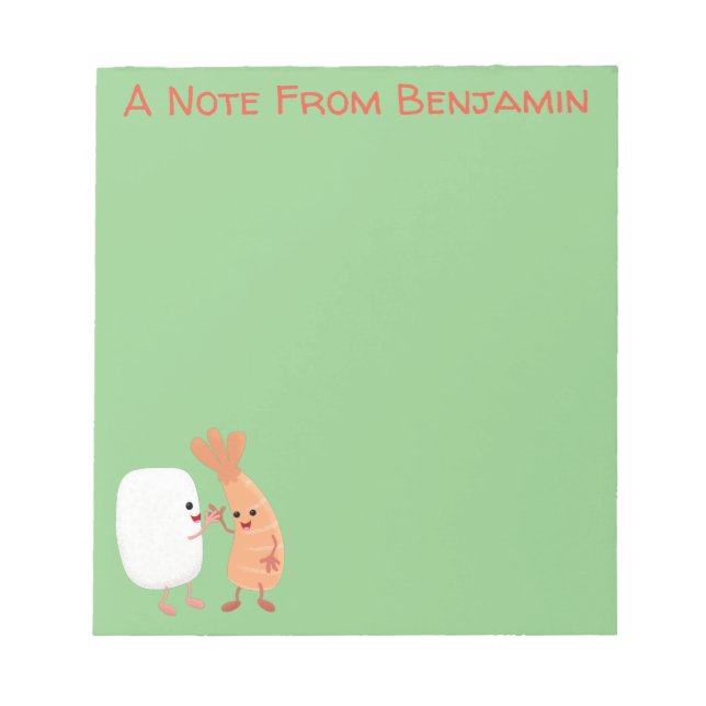 Bloc-note Cute sushi riz crevettes amis dessin animé (Devant)