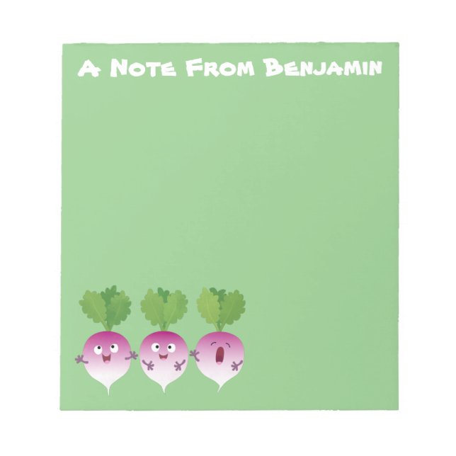 Bloc-note Cute turnip légumes trio chanter dessin animé (Devant)