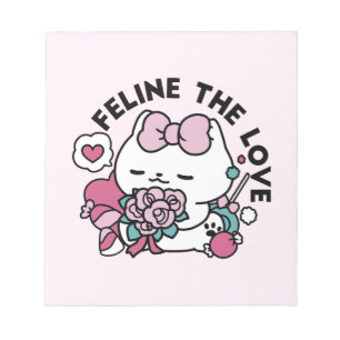 Bloc-note Cute Valentine's Cat Design - Feline the Love