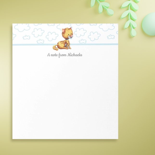 Bloc-note Cute Whimsical Blue Orange Chat (Cute personalized cat notepad for every day use
By Kinda Cute by Patricia Alvarez)