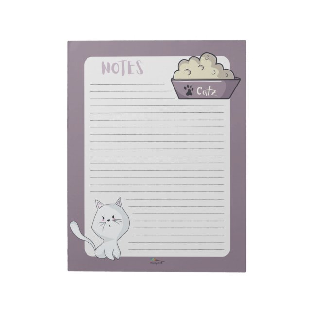 Bloc-note Cute White Chat doublée violette notes Notespad (Tourné)