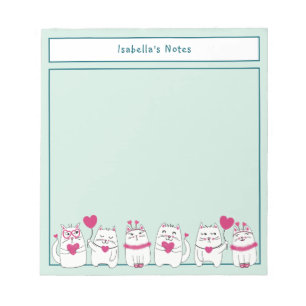 Bloc-note Cute White Kittens Enfants Nom personnalisé Bloc-n