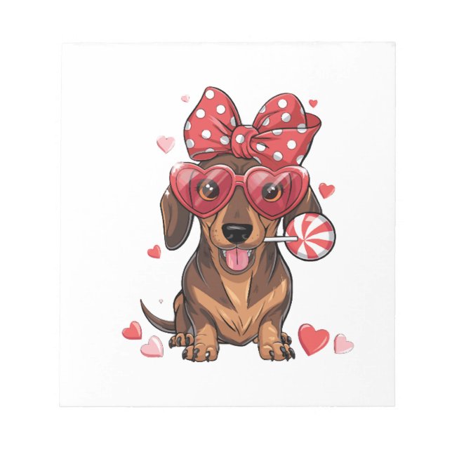 Bloc-note Dachshund Adorable Dans Lunettes En Forme De Coeur (Devant)