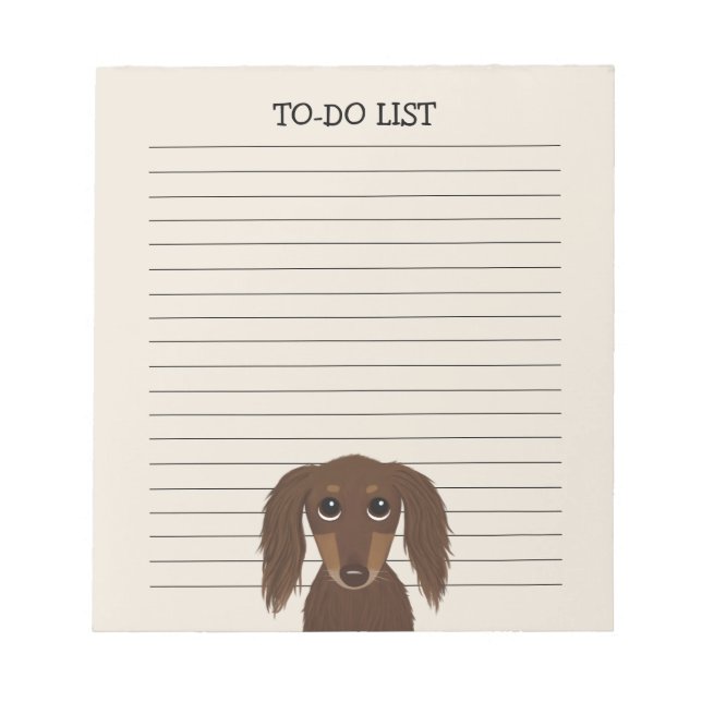 Bloc-note Dachshund au chocolat long | Raccord de chien (Devant)
