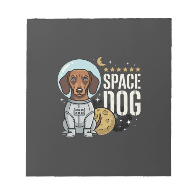Bloc-note Dachshund Chien Spatial Astronaute Vecteur (Devant)