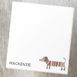 Bloc-note Dachshund Sausage Chien Personnalisé<br><div class="desc">Dachshund Wiener amusant ou des chiens saucisses en tricot. Modifiez le nom pour customiser. Art original de Nic Squirrell.</div>