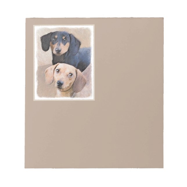 Bloc-note Dachshund (Smooth) Peinture - Art Chien original (Devant)