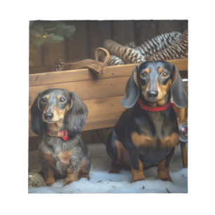 Bloc-note Dachshund Snowy Traîneau Décor Noël