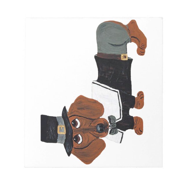 Bloc-note Dachshund Thanksgviving Pilgrim (Devant)