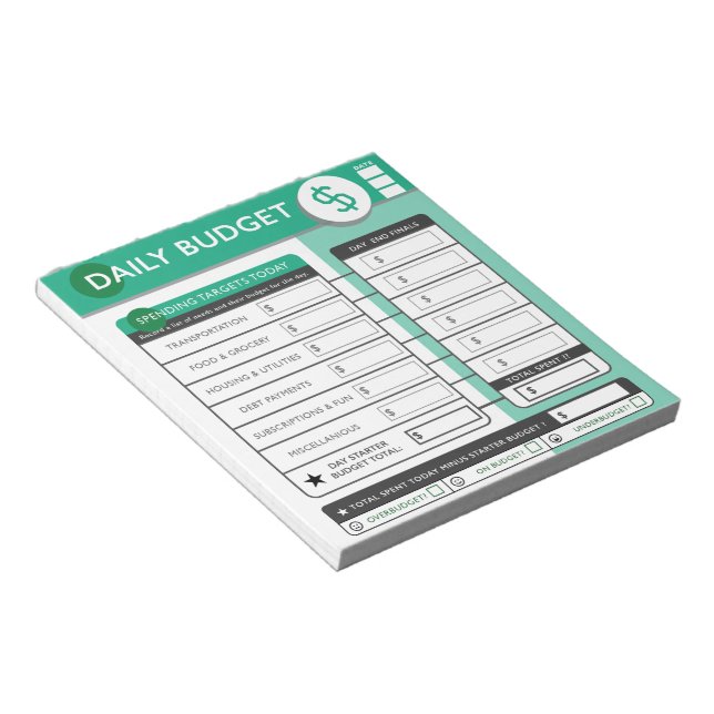 Bloc-note Daily Budget Targets & Tracking  (Incliné)