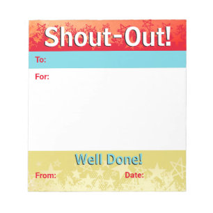 Bloc-note Daily kudos shout out employee recognition display