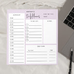Bloc-note Daily Planner Chic Script Light Purple Notepad<br><div class="desc">Daily Planner features To Do List,  schedule,  notes and self-care boxes.</div>