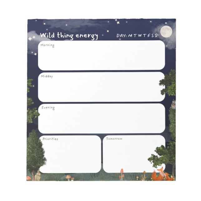Bloc-note Daily Planner Notepad - Night Forest design (Devant)