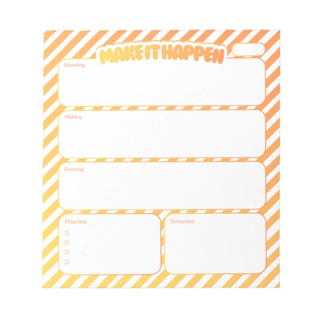 Bloc-note Daily Planner Notepad - Yellow Striped (Devant)