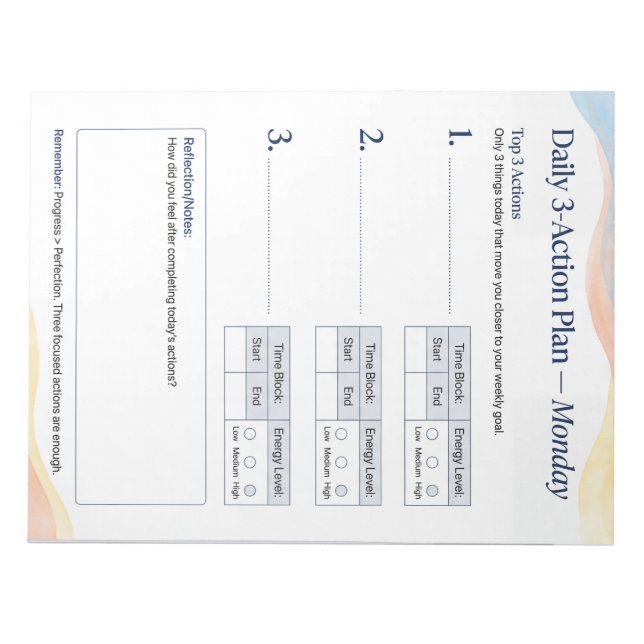 Bloc-note Daily Planner – Smart to do list | Monday (Devant)