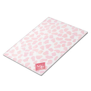 Bloc-note Dalmatie rose et blanc avec monogramme