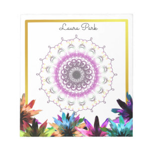 Bloc-note Damask Floral Gold Faux Personnalisé Cute Girl