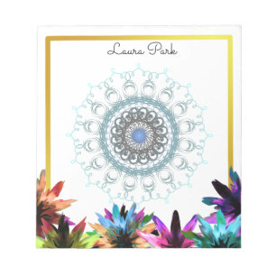 Bloc-note Damask Floral Gold Faux Personnalisé Cute Girl