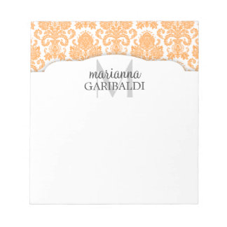 Bloc-note Damask Moderne Orange Personnalisé