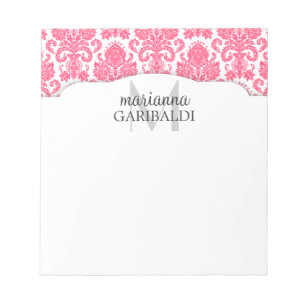 Bloc-note Damask Rose Moderne Personnalisé