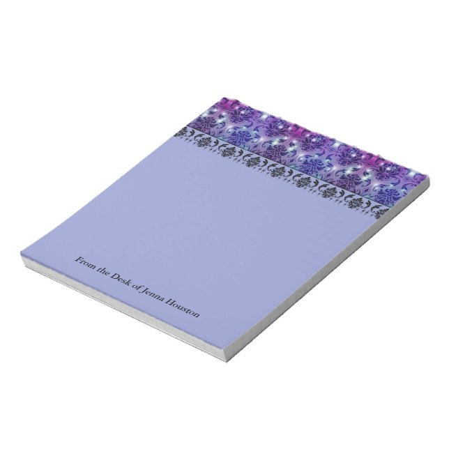 Bloc-note Damassé Diamant, LUMIÈRES DE FÉE en prune et bleu (Tourné)
