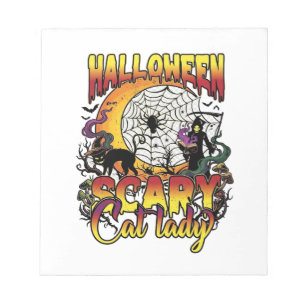 Bloc-note Dame de chat effrayante Halloween Faucheuse Lune M
