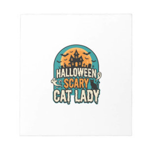 Bloc-note Dame de chat Halloween effrayante maison hantée vi