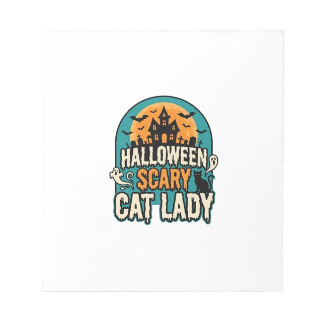 Bloc-note Dame de chat Halloween effrayante maison hantée vi (Devant)