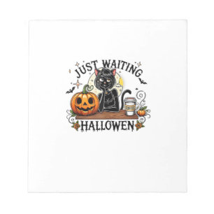 Bloc-note Dame de chat noir attendant juste Halloween Café g