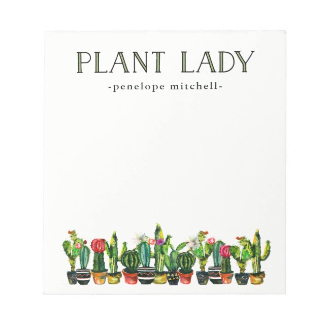 Bloc-note Dame Plante branchée et drôle avec Cactus (Devant)