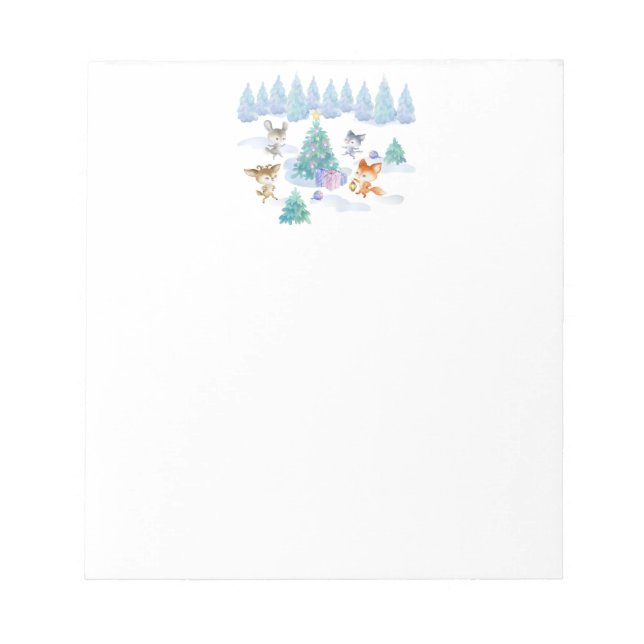 Bloc-note Danse Animaux de forêt Noël Aquarelle (Devant)