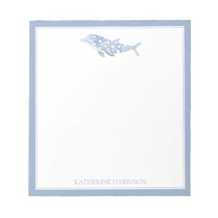 Bloc-note Dauphin à pois bleu aquarelle côtière