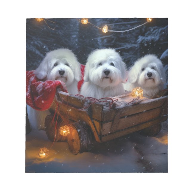 Bloc-note Décor de Noël Coton De Tulear Snowy Sleigh (Devant)