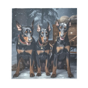 Bloc-note Décor de Noël Doberman Snowy Sleigh