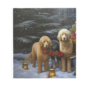 Bloc-note Décor de Noël Goldendoodle Snowy Sleigh