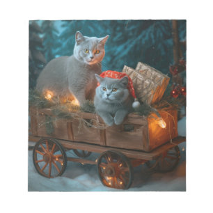 Bloc-note Décor de Noël russe Blue Cat Snowy Sleigh