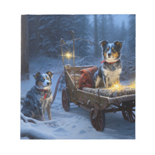 Bloc-note Décor de Noël traîneau enneigé Blue Heeler