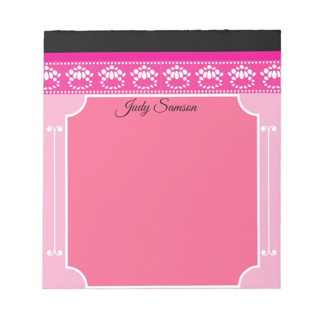 Bloc-note Décoration Personnalisée Rose Noir & Blanc Tendanc (Devant)