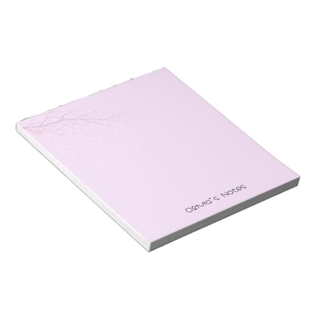 Bloc-note dégradé de fleurs rose Nom personnalisé (Incliné)
