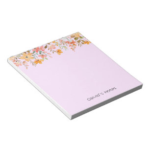 Bloc-note dégradé de fleurs rose Nom personnalisé