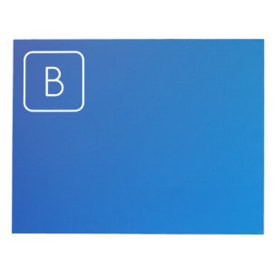 Bloc-note Dégradé et monogramme bleu moderne simple