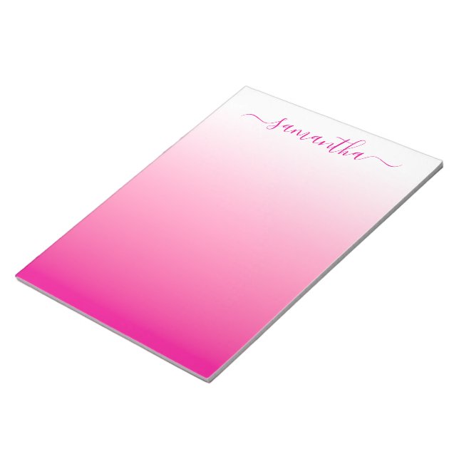 Bloc-note Dégradé lisse rose chaud Signature féminine (Incliné)
