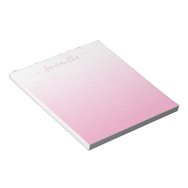 Bloc-note Dégradé lisse rose clair signature girly (Incliné)