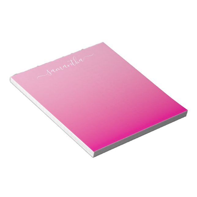 Bloc-note Dégradé Rose Clair Rose Chaud Signature Féminin (Incliné)
