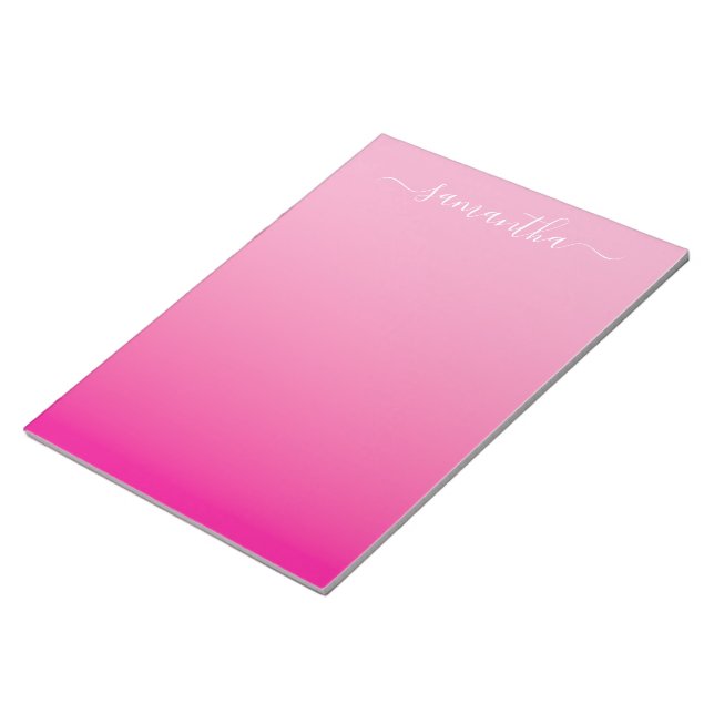 Bloc-note Dégradé Rose Clair Rose Chaud Signature Féminine (Incliné)