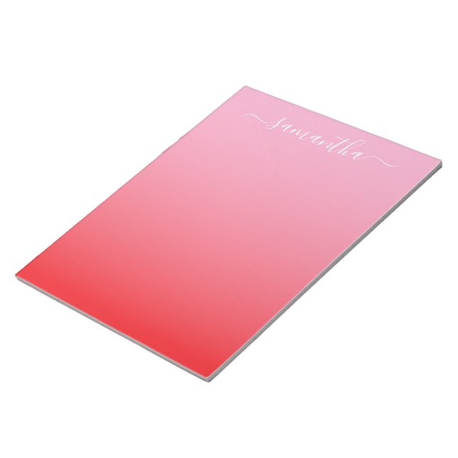 Bloc-note Dégradé Rose Clair Rouge Clair Signature Féminine (Incliné)