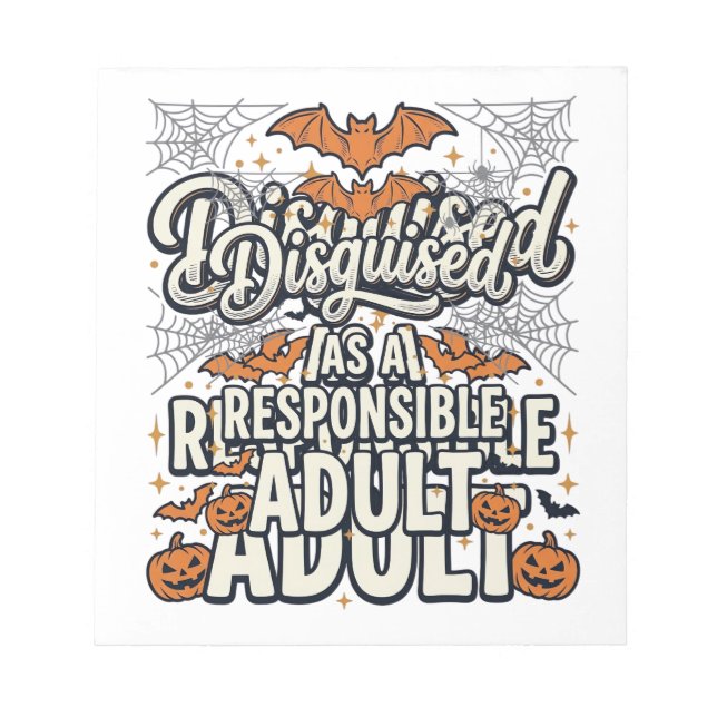 Bloc-note Déguisé en vecteur Halloween d'adulte responsable (Devant)